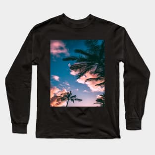 Green and brown coconut trees under clear blue sky Long Sleeve T-Shirt